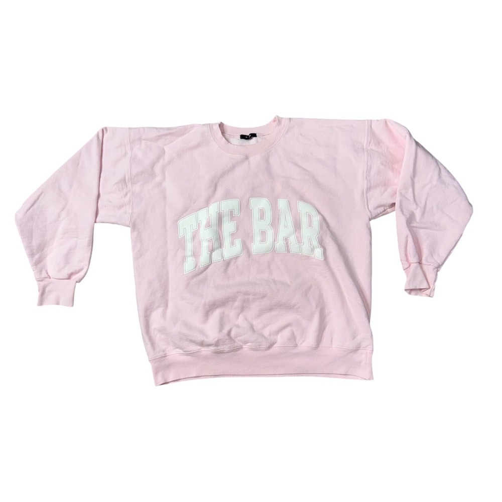 The Bar Logo Sweatshirt Womens Large Pink Good Collegiate Crewneck Pullover